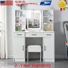 Dressing Table Vanity Set Stool & LED Lighted Mirror Makeup Jewellery Organizer