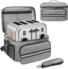 Toaster Cover with Base For 4 Slice Wide Slot, Divider Bag Grey
