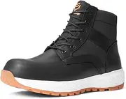 [SUREWAY] Men's Composite/Soft Toe Industrial Casual Sneaker Boot,Slip Resistant, Anti-Fatigue Lightweight Utility Wedge work Shoes,Comfort Men Construction Safety Work Boots,Leather,Lace Up,Round Toe