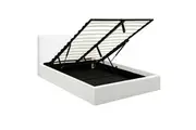 Design Square Modern Designer Gas Lift PU Leather Double Bed Frame With Headboard - White