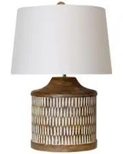 StyleCraft Carved Wood Body Table Lamp With Painted Accents