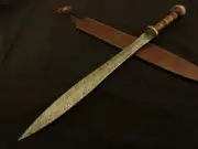 27" Roman Gladius Historical Damascus Steel Blade Sword, Dagger Warrior Sword