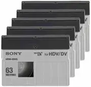 5 Sony HD mini DV tape HDM-63VG for DVCam, DV and HDV camcorders