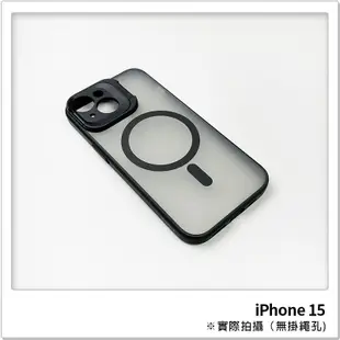 【ROCK】iPhone 15 優盾鏡頭支架磁吸保護殼 手機殼 防摔殼 磨砂殼 磁吸殼 隱形支架殼 指環支架