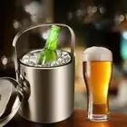 Steel Wine Beer Home Ice Bucket With Tongs And Lid Ice Cube Container Cooler