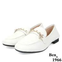 在飛比找Yahoo奇摩購物中心優惠-Ben&1966高級羊皮舒適格紋樂福鞋-米白(236602)