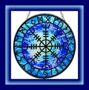 VIKING Suncatcher, Helm of Awe, 6" Stained Glass Suncatcher, RUNE SUNCATCHER