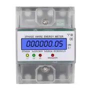 3 Phase 4 Wire Energy Meter 220/380V 5-80A Energy Consumption kWh Meter DIN Rail Installation Digital Electric Power Meter with LCD Backlight Displ...