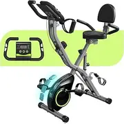 LINBOL Foldable Exercise Bike for Seniors, 5 IN 1 Indoor Stationary Bike with 16-Level Magnetic Resistance and Tri-Position Ride, 300LBS Capacity, 6.6 LBS Flywheel, Designed for Home Workout 817 Black