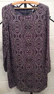 NWT Prana Tunic Shift Dress Cece Black Purple Gray Lined Small S New Zipper