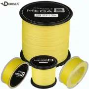 Dorisea 8 Strands Yellow Braid MEGA 8 PE Dynema Braided Fishing line 100m-2000m