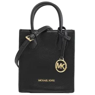 MICHAEL KORS MERCER 經典MK荔枝皮革迷你兩用手提包/紙袋包(黑)