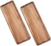 NAMOARLY 2pcs Rectangular Wooden Serving Tray Capacity Appetizer Storage Plate for Breakfast Tea Room Fruits and Snacks Versatile Wooden Fruit Holder