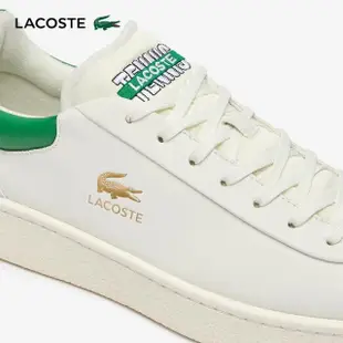 【LACOSTE】男鞋-Baseshot 優質皮革運動休閒鞋(白/綠色)