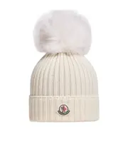 Moncler Enfant Pompom Detailed Knitted Beanie L Snow White