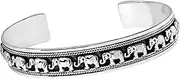 [Treasure Bay] TreasureBay Stunning Elephant Sterling Silver Bangle Bracelet 10mm Open Cuff Bangle