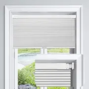 LazBlinds Cordless Cellular Shades No Tools No Drill Blackout Cellular Blinds for Window Size 21" W x 64" H, Silver White