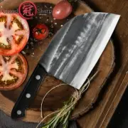 Cleaver Knife Kitchen Chef Slicing Chop Meat High Carbon Clad Steel Wood Handle