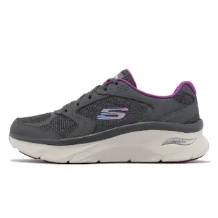 【SKECHERS】休閒鞋 Arch Fit D Lux 女鞋 灰 紫 避震 回彈 運動鞋(149686CCPR)