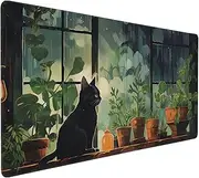 31.5x11.8 inch, Large Mouse Pad for Desk, Extended Keyboard Mouse Mat for Computer Office, Big Laptop Mouse pad, Gaming Pc-Cute Black Cat