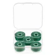 Prewound Sewing Bobbin Thread Set of 5pcs with Storage Plastic Case, Dark Green