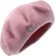 [WRITWAA] French Style Wool Beret Hat Breathable Comfortable for Women Girls Outdoor Pink
