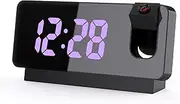 Digital Projection Alarm Clocks for Bedrooms,180° Rotatable Projector,Large Display,USB Charger,Time,Date,Alarm,Temp °C/°F,4-Level Brightness,12/24 H,Snooze