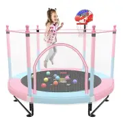 5FT Trampoline for Kids Toddler Indoor Trampoline with Safety Enclosure Net, ...