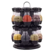 Rotating Spice Rack Kitchen Organizer with 16 Jars Seasoning Storage Bottle Set