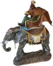14" Wise Man on Elefant Figurine Christmas Nativity Scene made of resin & fabric