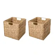 12 In. H X 12 In. W X 12 In. D Natural Foldable Hyacinth Wicker Cube Storage Bin