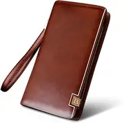[Sosimcoty] Wallet for Men Large Capacity Long Ladies Purse, Multiple Card Slots Zipper Coin Purse Leather Women's Wallets