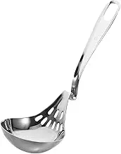 SECFOU Stainless Steel Slotted Spoon Ergonomic Kitchen Serving Spoon for Soup Stew Rice Material with Curved Handle for Straining and Serving Any Kitchen