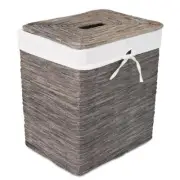 BirdRock Home Laundry Hamper 21"x17.5"x15" Grey Rustic Woven Wood Peel w/Lid