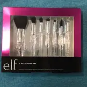 NEW ELF 7-Piece Makeup Brush Set Clear Glitter Handles