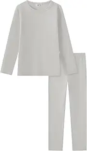[UTTPLL] Girls Thermal Ultra Soft Underwear Sets for Kids Warm Long Johns Set Toddler Boys Winter Base Layer Shirt & Pants Light Grey Medium(90) /2T, Light Grey