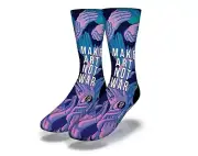 NEW ADULT / JUNIOR SAVVY SOX MAKE ART NOT WAR SOCKS LIMITED EDITION OSFA