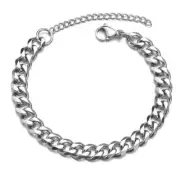 NNEOBA Stainless Steel Bracelets For Men Blank Color Punk Curb Cuban Link Chain