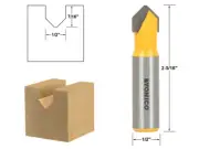 90 Degree X 1/2" Diameter V Groove Router Bit - 1/2" Shank - Yonico 14988