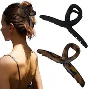 Nalodu 5 Inch Extra Large Claw Clips, 13 cm No Slip Matte Jumbo Bendable XL Hair Clips for Thick Long Curly Hair, Big Hair Claw Clips, 2 Pack