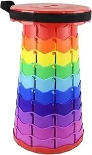 Foldable Stool Thickened | Portable Camping Stool Holds 400Lbs | Rainbow Foldable Camping Stool for Adults, Adjustable Height for Fishing