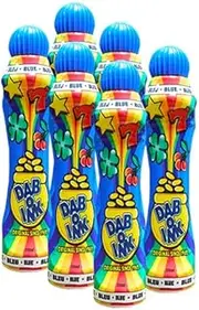 Dab-O-Ink Six Pack 4oz Blue Bingo Daubers - Full Sleeve Design, Replaceable Tip, Easy Flow Adapter, 6 Daubers, 4oz Each, Adult, Teen, Youth, 36+ Years, 120 Max, English, Bingo Game
