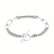 Sterling Silver 19 cm Fancy T-bar Bracelet
