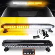 Amber White Strobe Light Bar 54 LED Emergency Beacon Rooftop Warning Flashing