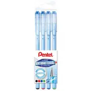 Pentel Superb Antibacterial+ Pen 0.7mm Assorted 4 Pack