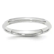 Solid 14K White Gold 2.5mm Half Round with Edge Men's/Women's Wedding Band Ring Size 5