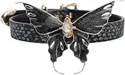 [TPTBON] High-End PU Leather Choker Collar with Butterfly Accent - Luxury Rivet Necklace Set for Women