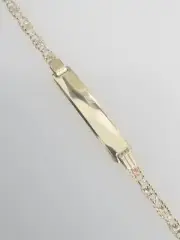 Real 14K Tri Tone Gold 2.5 mm 6" Inch Valentino Chain Child Kid Baby ID Bracelet