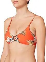 [Seafolly] Women's Ring Front Bralette Bikini Top Swimsuit, Tangelo, 8