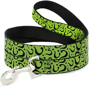 Buckle-Down DL-6FT-WRD002-W Green/Black Question Mattered Scattered Pet Leash, 6 Feet Long-1.5" Wide